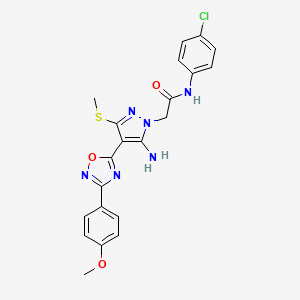 molecular formula C21H19ClN6O3S B6560915 2-{5-amino-4-[3-(4-methoxyphenyl)-1,2,4-oxadiazol-5-yl]-3-(methylsulfanyl)-1H-pyrazol-1-yl}-N-(4-chlorophenyl)acetamide CAS No. 1170553-50-0