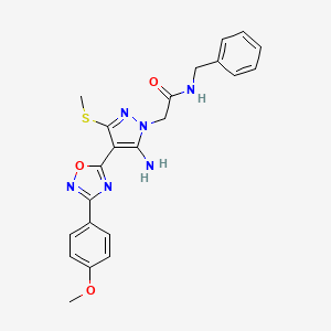 molecular formula C22H22N6O3S B6560927 2-{5-amino-4-[3-(4-methoxyphenyl)-1,2,4-oxadiazol-5-yl]-3-(methylsulfanyl)-1H-pyrazol-1-yl}-N-benzylacetamide CAS No. 1171391-24-4