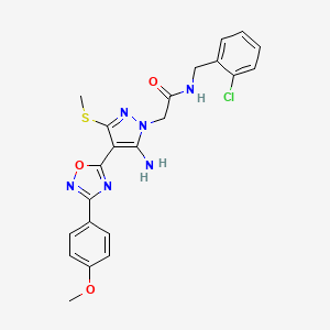 2-{5-amino-4-[3-(4-methoxyphenyl)-1,2,4-oxadiazol-5-yl]-3-(methylsulfanyl)-1H-pyrazol-1-yl}-N-[(2-chlorophenyl)methyl]acetamide
