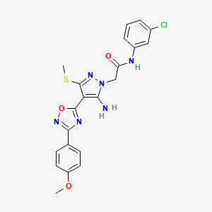 molecular formula C21H19ClN6O3S B6560935 2-{5-amino-4-[3-(4-methoxyphenyl)-1,2,4-oxadiazol-5-yl]-3-(methylsulfanyl)-1H-pyrazol-1-yl}-N-(3-chlorophenyl)acetamide CAS No. 1169982-21-1