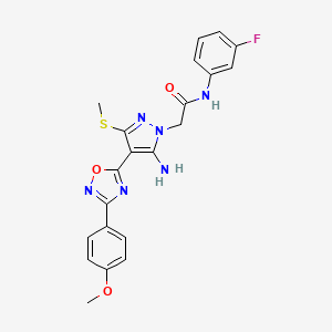 molecular formula C21H19FN6O3S B6560941 2-{5-amino-4-[3-(4-methoxyphenyl)-1,2,4-oxadiazol-5-yl]-3-(methylsulfanyl)-1H-pyrazol-1-yl}-N-(3-fluorophenyl)acetamide CAS No. 1172776-55-4