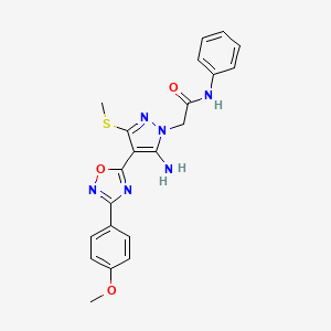 2-{5-amino-4-[3-(4-methoxyphenyl)-1,2,4-oxadiazol-5-yl]-3-(methylsulfanyl)-1H-pyrazol-1-yl}-N-phenylacetamide