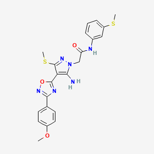 molecular formula C22H22N6O3S2 B6560955 2-{5-amino-4-[3-(4-methoxyphenyl)-1,2,4-oxadiazol-5-yl]-3-(methylsulfanyl)-1H-pyrazol-1-yl}-N-[3-(methylsulfanyl)phenyl]acetamide CAS No. 1170386-56-7