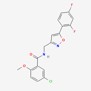 molecular formula C18H13ClF2N2O3 B6560975 5-chloro-N-{[5-(2,4-difluorophenyl)-1,2-oxazol-3-yl]methyl}-2-methoxybenzamide CAS No. 1021216-53-4