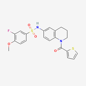 molecular formula C21H19FN2O4S2 B6560997 3-fluoro-4-methoxy-N-[1-(thiophene-2-carbonyl)-1,2,3,4-tetrahydroquinolin-6-yl]benzene-1-sulfonamide CAS No. 946247-08-1
