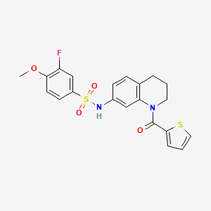 3-fluoro-4-methoxy-N-[1-(thiophene-2-carbonyl)-1,2,3,4-tetrahydroquinolin-7-yl]benzene-1-sulfonamide