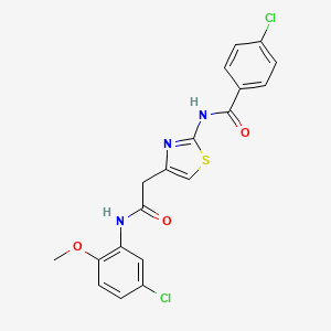 molecular formula C19H15Cl2N3O3S B6561005 4-chloro-N-(4-{[(5-chloro-2-methoxyphenyl)carbamoyl]methyl}-1,3-thiazol-2-yl)benzamide CAS No. 921791-55-1