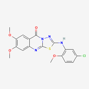 molecular formula C18H15ClN4O4S B6561012 2-[(5-chloro-2-methoxyphenyl)amino]-7,8-dimethoxy-5H-[1,3,4]thiadiazolo[2,3-b]quinazolin-5-one CAS No. 1021250-68-9