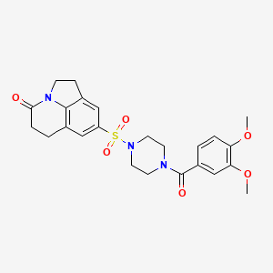 molecular formula C24H27N3O6S B6561018 6-{[4-(3,4-dimethoxybenzoyl)piperazin-1-yl]sulfonyl}-1-azatricyclo[6.3.1.0^{4,12}]dodeca-4(12),5,7-trien-11-one CAS No. 946238-09-1