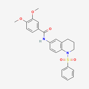 molecular formula C24H24N2O5S B6561032 N-[1-(benzenesulfonyl)-1,2,3,4-tetrahydroquinolin-6-yl]-3,4-dimethoxybenzamide CAS No. 946335-05-3