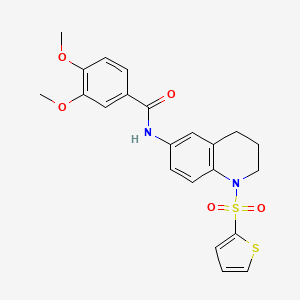 molecular formula C22H22N2O5S2 B6561048 3,4-dimethoxy-N-[1-(thiophene-2-sulfonyl)-1,2,3,4-tetrahydroquinolin-6-yl]benzamide CAS No. 946260-21-5
