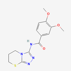 molecular formula C14H16N4O3S B6561049 3,4-dimethoxy-N-{5H,6H,7H-[1,2,4]triazolo[3,4-b][1,3]thiazin-3-yl}benzamide CAS No. 946351-48-0
