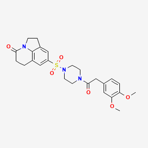 6-({4-[2-(3,4-dimethoxyphenyl)acetyl]piperazin-1-yl}sulfonyl)-1-azatricyclo[6.3.1.0^{4,12}]dodeca-4(12),5,7-trien-11-one