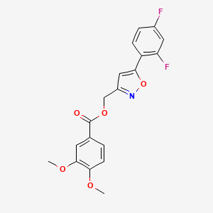 [5-(2,4-difluorophenyl)-1,2-oxazol-3-yl]methyl 3,4-dimethoxybenzoate