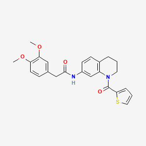 molecular formula C24H24N2O4S B6561069 2-(3,4-dimethoxyphenyl)-N-[1-(thiophene-2-carbonyl)-1,2,3,4-tetrahydroquinolin-7-yl]acetamide CAS No. 946368-16-7