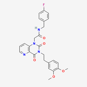 molecular formula C26H25FN4O5 B6561076 2-{3-[2-(3,4-dimethoxyphenyl)ethyl]-2,4-dioxo-1H,2H,3H,4H-pyrido[3,2-d]pyrimidin-1-yl}-N-[(4-fluorophenyl)methyl]acetamide CAS No. 921824-68-2