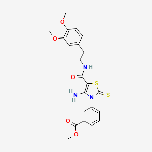 molecular formula C22H23N3O5S2 B6561077 methyl 3-(4-amino-5-{[2-(3,4-dimethoxyphenyl)ethyl]carbamoyl}-2-sulfanylidene-2,3-dihydro-1,3-thiazol-3-yl)benzoate CAS No. 1021226-29-8