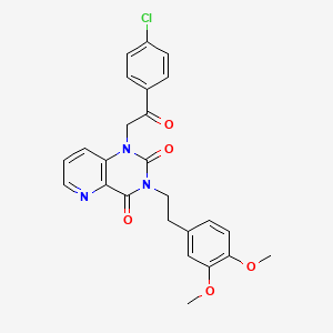 molecular formula C25H22ClN3O5 B6561111 1-[2-(4-chlorophenyl)-2-oxoethyl]-3-[2-(3,4-dimethoxyphenyl)ethyl]-1H,2H,3H,4H-pyrido[3,2-d]pyrimidine-2,4-dione CAS No. 921825-09-4