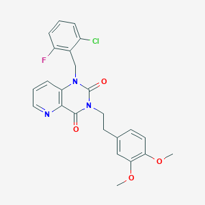 molecular formula C24H21ClFN3O4 B6561121 1-[(2-chloro-6-fluorophenyl)methyl]-3-[2-(3,4-dimethoxyphenyl)ethyl]-1H,2H,3H,4H-pyrido[3,2-d]pyrimidine-2,4-dione CAS No. 921527-83-5