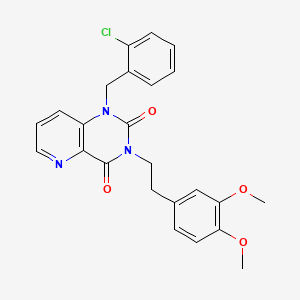 molecular formula C24H22ClN3O4 B6561158 1-[(2-chlorophenyl)methyl]-3-[2-(3,4-dimethoxyphenyl)ethyl]-1H,2H,3H,4H-pyrido[3,2-d]pyrimidine-2,4-dione CAS No. 921825-07-2