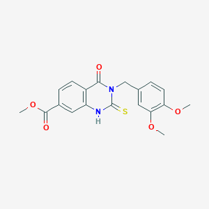 molecular formula C19H18N2O5S B6561159 methyl 3-[(3,4-dimethoxyphenyl)methyl]-4-oxo-2-sulfanylidene-1,2,3,4-tetrahydroquinazoline-7-carboxylate CAS No. 1021219-89-5
