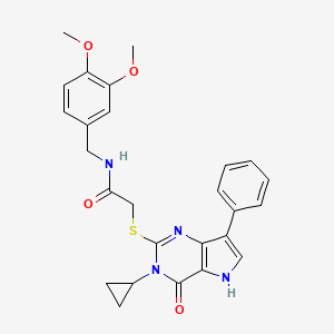 molecular formula C26H26N4O4S B6561166 2-({3-cyclopropyl-4-oxo-7-phenyl-3H,4H,5H-pyrrolo[3,2-d]pyrimidin-2-yl}sulfanyl)-N-[(3,4-dimethoxyphenyl)methyl]acetamide CAS No. 1021221-73-7