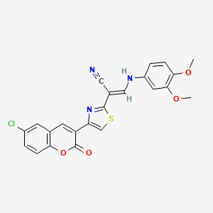 molecular formula C23H16ClN3O4S B6561177 (2E)-2-[4-(6-chloro-2-oxo-2H-chromen-3-yl)-1,3-thiazol-2-yl]-3-[(3,4-dimethoxyphenyl)amino]prop-2-enenitrile CAS No. 1021251-86-4