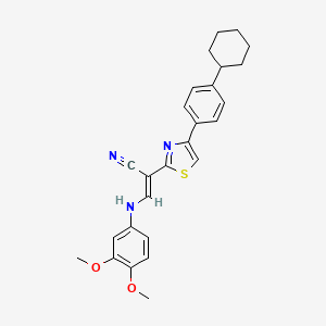 molecular formula C26H27N3O2S B6561185 (2E)-2-[4-(4-cyclohexylphenyl)-1,3-thiazol-2-yl]-3-[(3,4-dimethoxyphenyl)amino]prop-2-enenitrile CAS No. 1021219-22-6