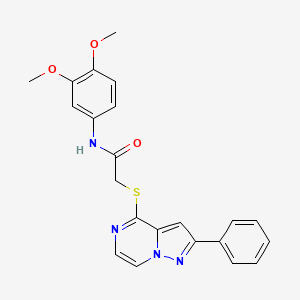 molecular formula C22H20N4O3S B6561197 N-(3,4-dimethoxyphenyl)-2-({2-phenylpyrazolo[1,5-a]pyrazin-4-yl}sulfanyl)acetamide CAS No. 1021252-08-3