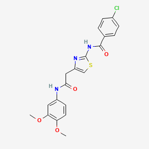 molecular formula C20H18ClN3O4S B6561199 4-chloro-N-(4-{[(3,4-dimethoxyphenyl)carbamoyl]methyl}-1,3-thiazol-2-yl)benzamide CAS No. 921791-40-4