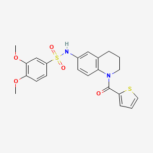 molecular formula C22H22N2O5S2 B6561217 3,4-dimethoxy-N-[1-(thiophene-2-carbonyl)-1,2,3,4-tetrahydroquinolin-6-yl]benzene-1-sulfonamide CAS No. 946380-39-8