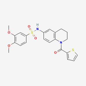 3,4-dimethoxy-N-[1-(thiophene-2-carbonyl)-1,2,3,4-tetrahydroquinolin-6-yl]benzene-1-sulfonamide