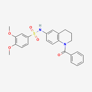 molecular formula C24H24N2O5S B6561226 N-(1-benzoyl-1,2,3,4-tetrahydroquinolin-6-yl)-3,4-dimethoxybenzene-1-sulfonamide CAS No. 946334-01-6