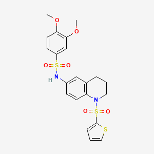 molecular formula C21H22N2O6S3 B6561232 3,4-dimethoxy-N-[1-(thiophene-2-sulfonyl)-1,2,3,4-tetrahydroquinolin-6-yl]benzene-1-sulfonamide CAS No. 946346-40-3