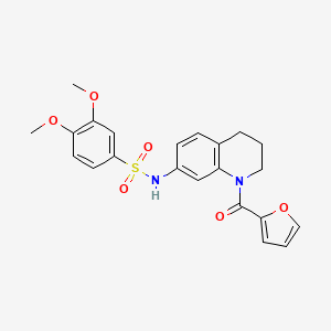molecular formula C22H22N2O6S B6561241 N-[1-(furan-2-carbonyl)-1,2,3,4-tetrahydroquinolin-7-yl]-3,4-dimethoxybenzene-1-sulfonamide CAS No. 946267-58-9