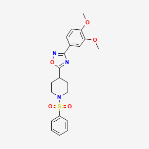 molecular formula C21H23N3O5S B6561271 1-(benzenesulfonyl)-4-[3-(3,4-dimethoxyphenyl)-1,2,4-oxadiazol-5-yl]piperidine CAS No. 1021209-61-9