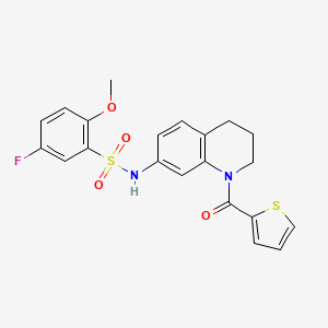 5-fluoro-2-methoxy-N-[1-(thiophene-2-carbonyl)-1,2,3,4-tetrahydroquinolin-7-yl]benzene-1-sulfonamide