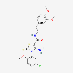 molecular formula C21H22ClN3O4S2 B6561308 4-amino-3-(5-chloro-2-methoxyphenyl)-N-[2-(3,4-dimethoxyphenyl)ethyl]-2-sulfanylidene-2,3-dihydro-1,3-thiazole-5-carboxamide CAS No. 1021229-93-5