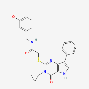 molecular formula C25H24N4O3S B6561361 2-({3-cyclopropyl-4-oxo-7-phenyl-3H,4H,5H-pyrrolo[3,2-d]pyrimidin-2-yl}sulfanyl)-N-[(3-methoxyphenyl)methyl]acetamide CAS No. 1021221-67-9