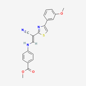 molecular formula C21H17N3O3S B6561467 methyl 4-{[(1E)-2-cyano-2-[4-(3-methoxyphenyl)-1,3-thiazol-2-yl]eth-1-en-1-yl]amino}benzoate CAS No. 1021230-45-4