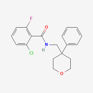 2-chloro-6-fluoro-N-[(4-phenyloxan-4-yl)methyl]benzamide