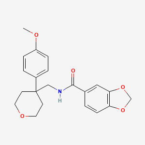 molecular formula C21H23NO5 B6561663 N-{[4-(4-methoxyphenyl)oxan-4-yl]methyl}-2H-1,3-benzodioxole-5-carboxamide CAS No. 1091074-54-2