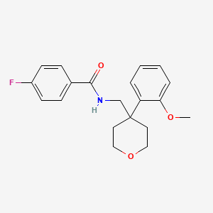 4-fluoro-N-{[4-(2-methoxyphenyl)oxan-4-yl]methyl}benzamide