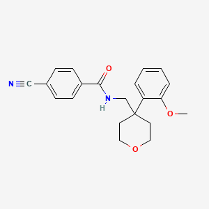 4-cyano-N-{[4-(2-methoxyphenyl)oxan-4-yl]methyl}benzamide