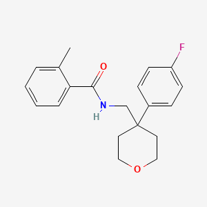 molecular formula C20H22FNO2 B6561821 N-{[4-(4-fluorophenyl)oxan-4-yl]methyl}-2-methylbenzamide CAS No. 1091047-42-5