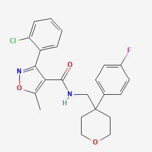 molecular formula C23H22ClFN2O3 B6561829 3-(2-chlorophenyl)-N-{[4-(4-fluorophenyl)oxan-4-yl]methyl}-5-methyl-1,2-oxazole-4-carboxamide CAS No. 1091104-83-4