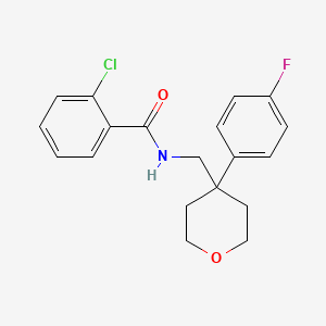 2-chloro-N-{[4-(4-fluorophenyl)oxan-4-yl]methyl}benzamide