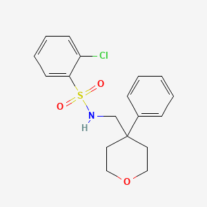 2-chloro-N-[(4-phenyloxan-4-yl)methyl]benzene-1-sulfonamide