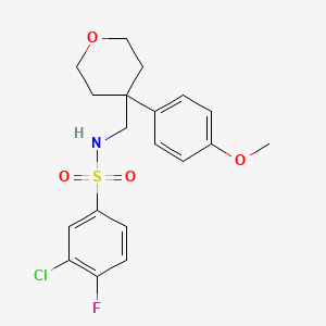 3-chloro-4-fluoro-N-{[4-(4-methoxyphenyl)oxan-4-yl]methyl}benzene-1-sulfonamide