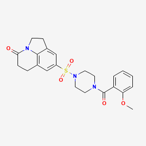 6-{[4-(2-methoxybenzoyl)piperazin-1-yl]sulfonyl}-1-azatricyclo[6.3.1.0^{4,12}]dodeca-4(12),5,7-trien-11-one